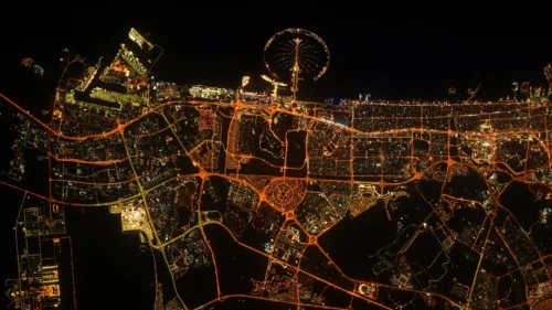 La pollution lumineuse de Dubai vue depuis l'ISS.